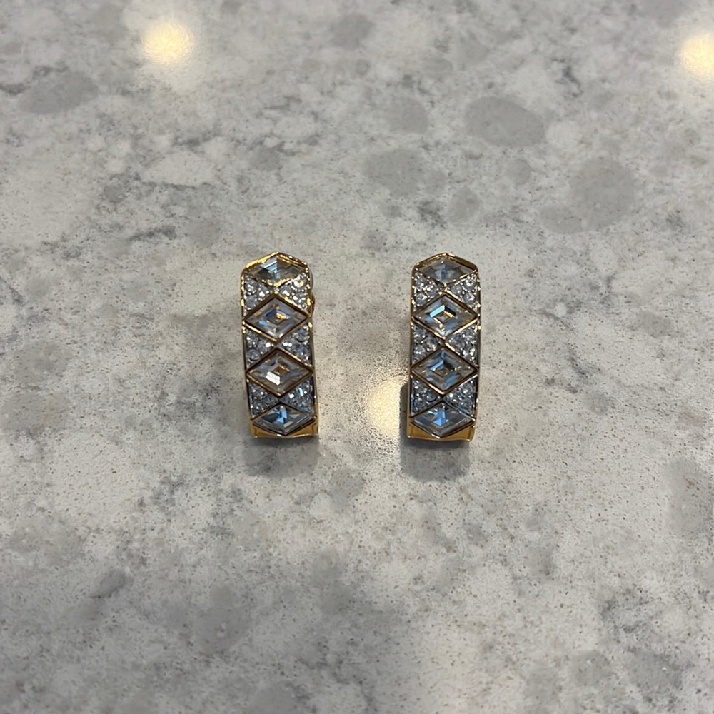 Faux gold and rhinestone clip-on earrings